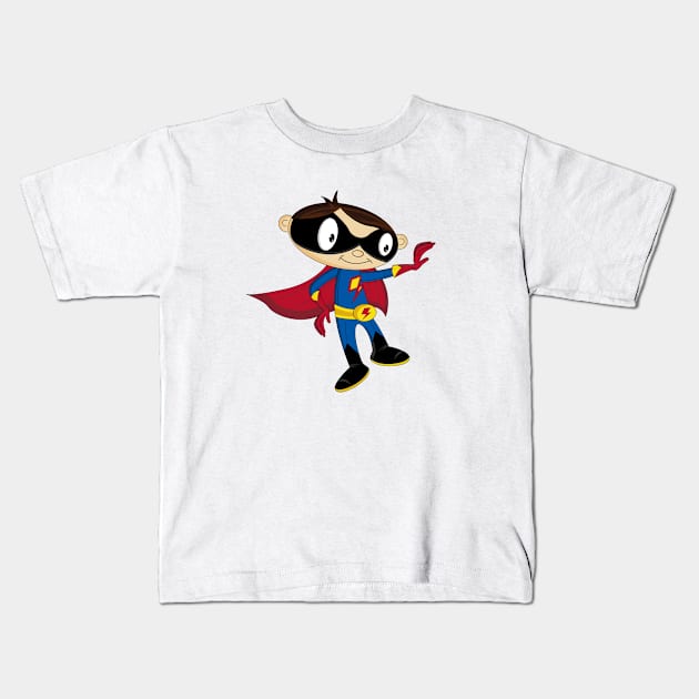 Cartoon Comic Book Heroic Superhero Kids T-Shirt by markmurphycreative